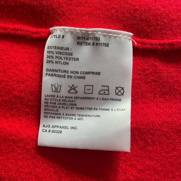 Red Long Blazer-Style Cardigan Sweater (Size S) - Picture 5 of 6